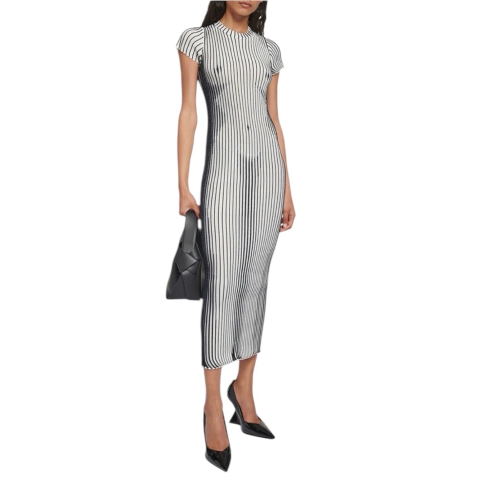 Jean Paul Gaultier Black and White Lurex Metallic Trompe L’oeil Body Knit Dress - Picture 11 of 14